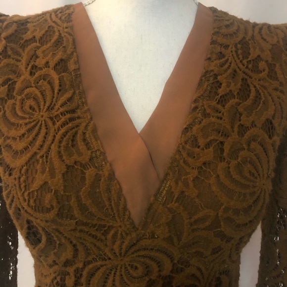 FREE PEOPLE Puff Sleeve Lace Dress Size S - Picture 9 of 9